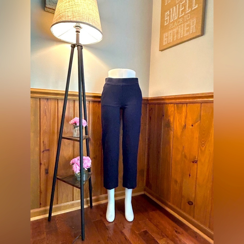 Loft size S women’s navy flat front stretch slacks, dress pants, work, classic